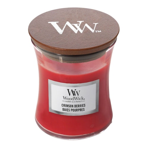 WOOD WICK - Malá vonná svíčka Crimson Berries